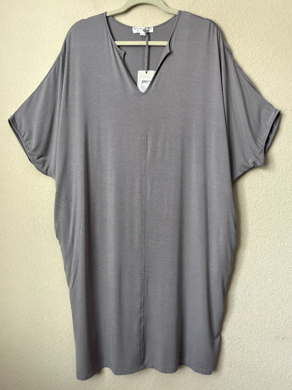 NEW Barefoot Dreams Luxe Milk Jersey Short Caftan in Pewter - Picture 2 of 12